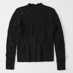 Abercrombie & Fitch A&F Cable knit mock neck sweater Black XXS